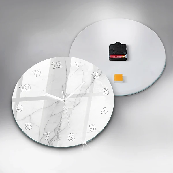 Wanduhr glas rund Dekorativer Marmor