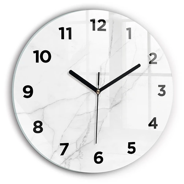 Wanduhr glas rund Dekorativer Marmor