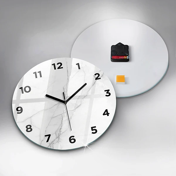 Wanduhr glas rund Dekorativer Marmor