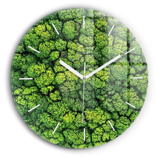 Wanduhr rund Wald aus der Vogelperspektive