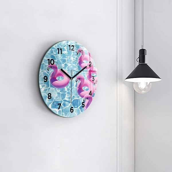 Wanduhr rund mit motiv Aufblasbare Flamingos