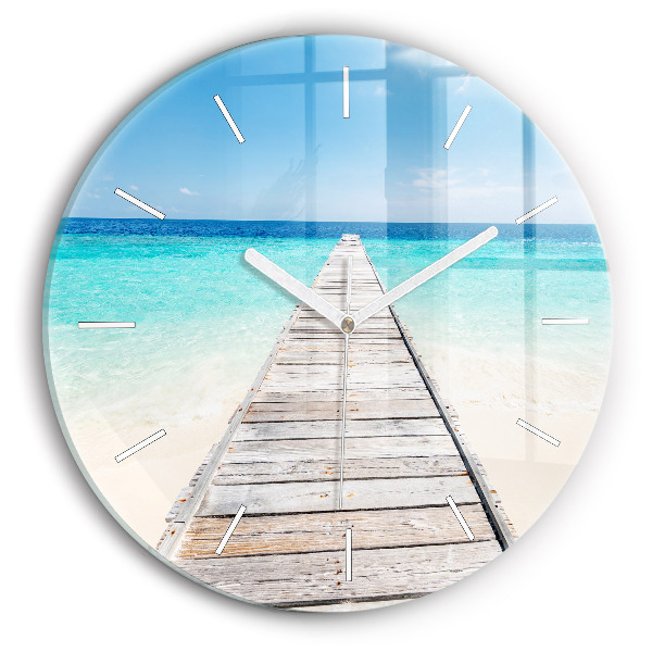 Wanduhr glas rund Tropische Insel