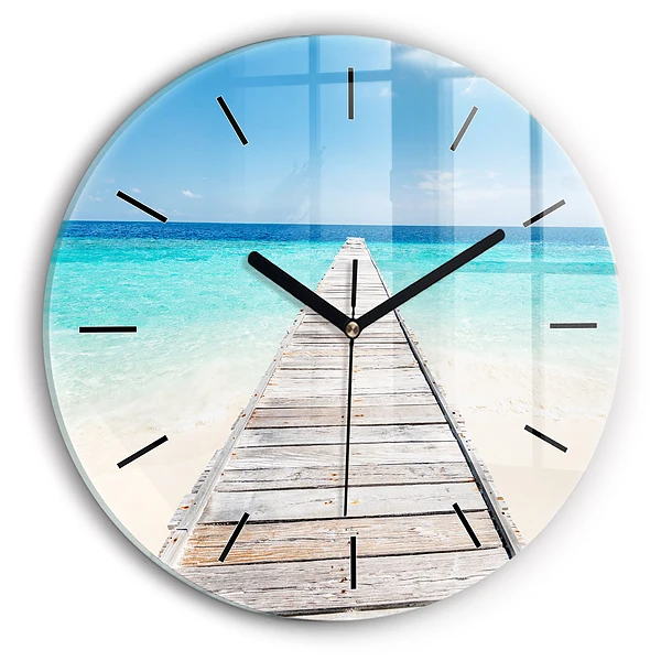 Wanduhr glas rund Tropische Insel