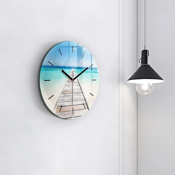 Wanduhr glas rund Tropische Insel
