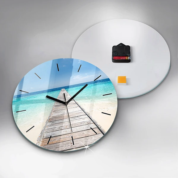 Wanduhr glas rund Tropische Insel