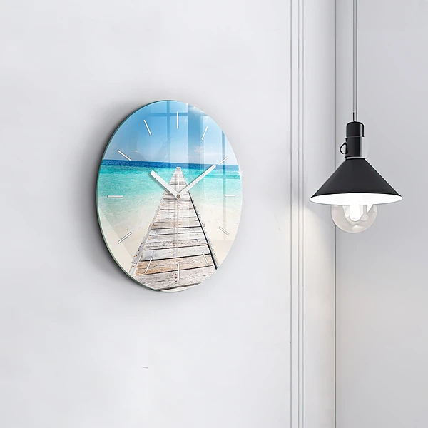 Wanduhr glas rund Tropische Insel