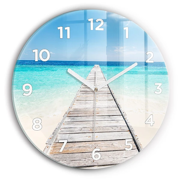 Wanduhr glas rund Tropische Insel
