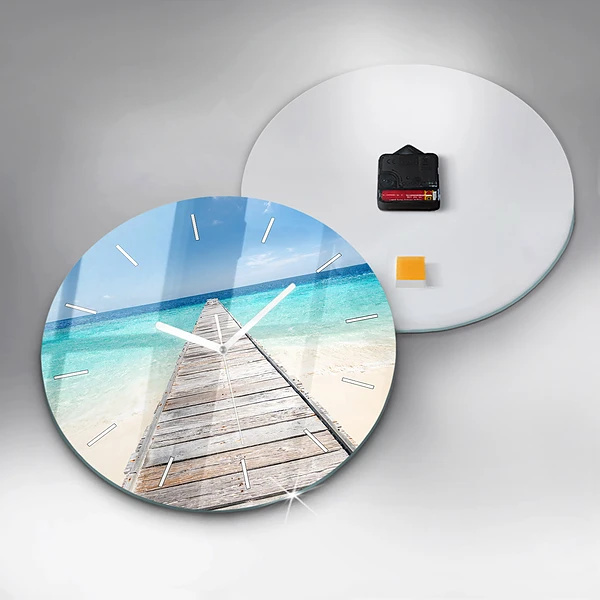 Wanduhr glas rund Tropische Insel