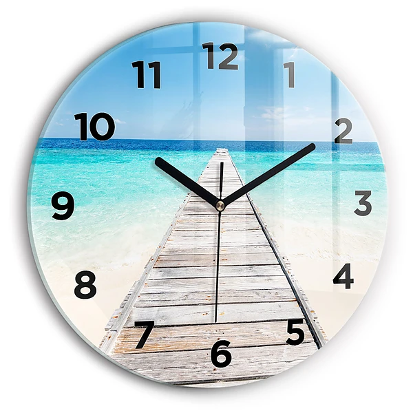 Wanduhr glas rund Tropische Insel