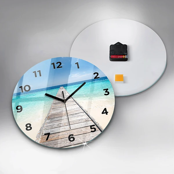 Wanduhr glas rund Tropische Insel