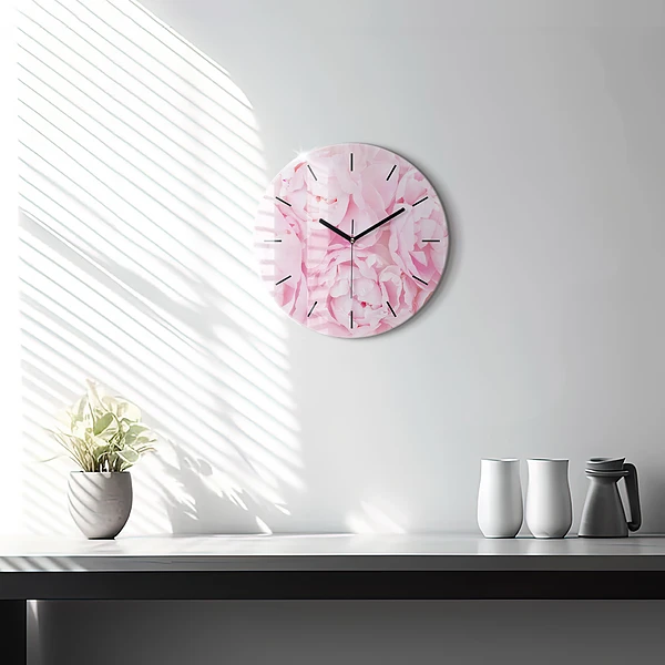 Wanduhr rund Blühende Blumen