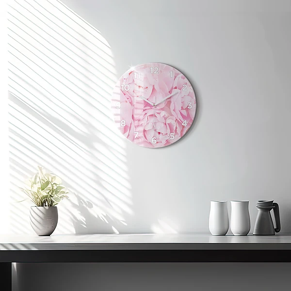 Wanduhr rund Blühende Blumen