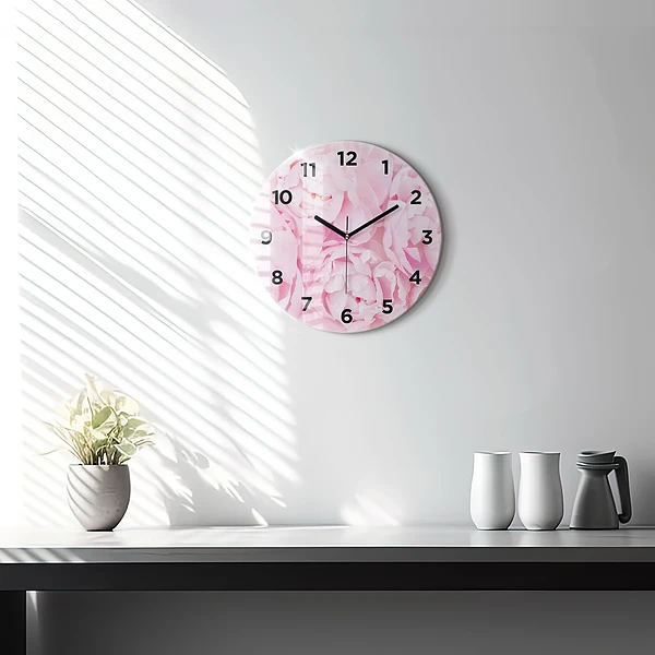 Wanduhr rund Blühende Blumen