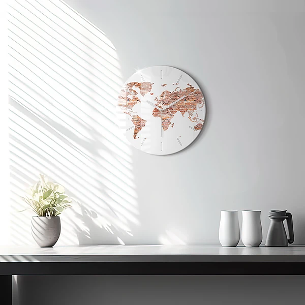 Wanduhr glas rund Alte Ziegelsteinkarte