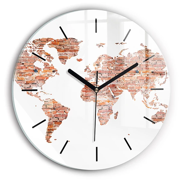 Wanduhr glas rund Alte Ziegelsteinkarte