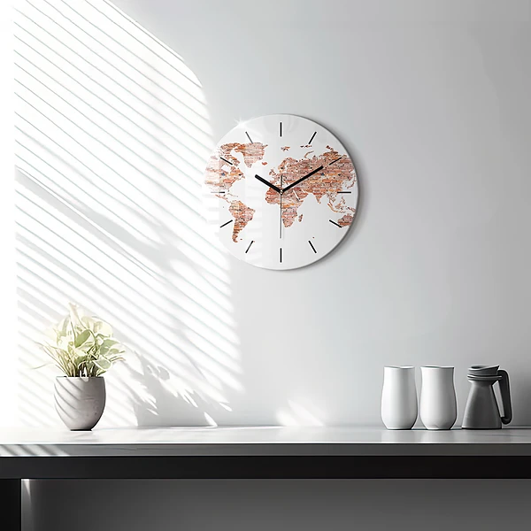 Wanduhr glas rund Alte Ziegelsteinkarte