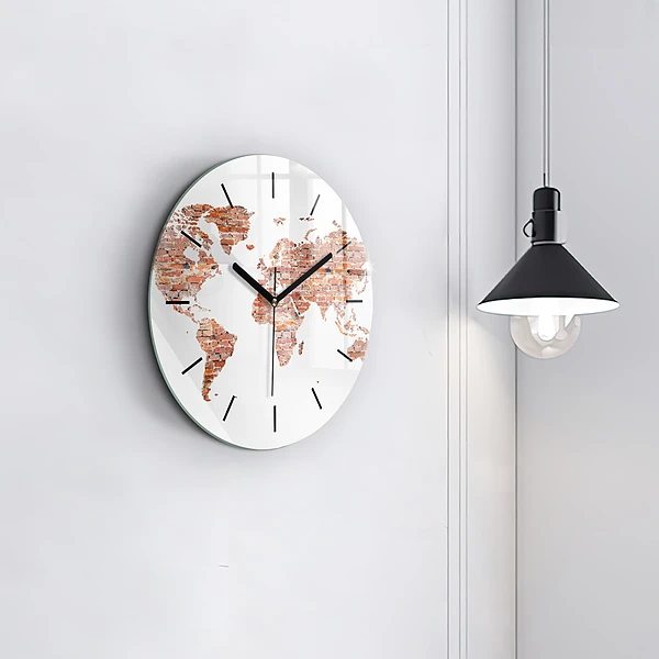 Wanduhr glas rund Alte Ziegelsteinkarte
