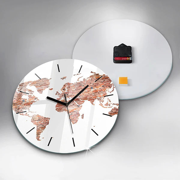 Wanduhr glas rund Alte Ziegelsteinkarte