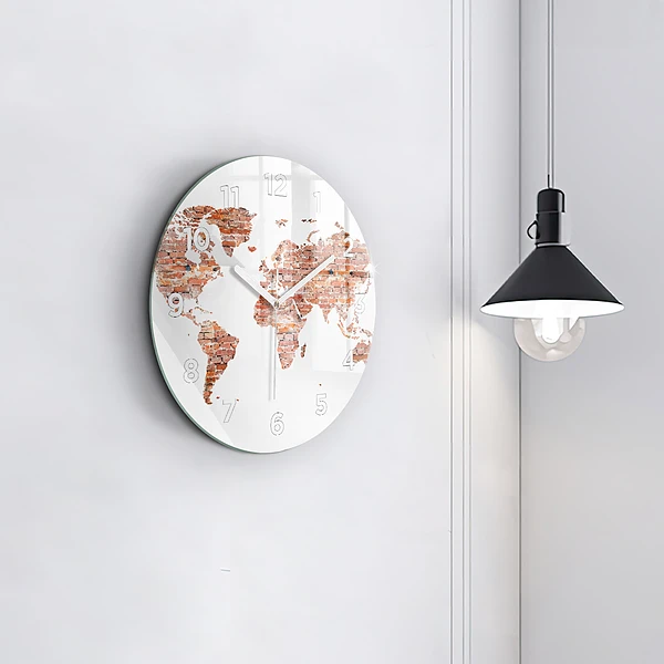 Wanduhr glas rund Alte Ziegelsteinkarte