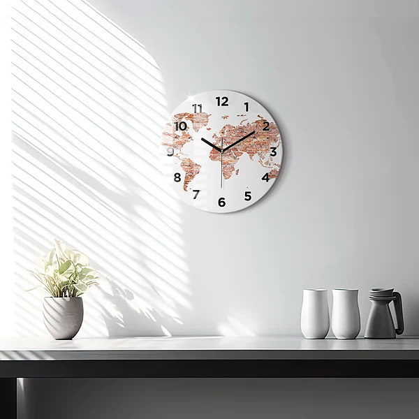 Wanduhr glas rund Alte Ziegelsteinkarte