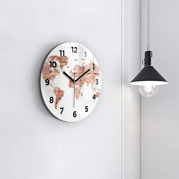 Wanduhr glas rund Alte Ziegelsteinkarte