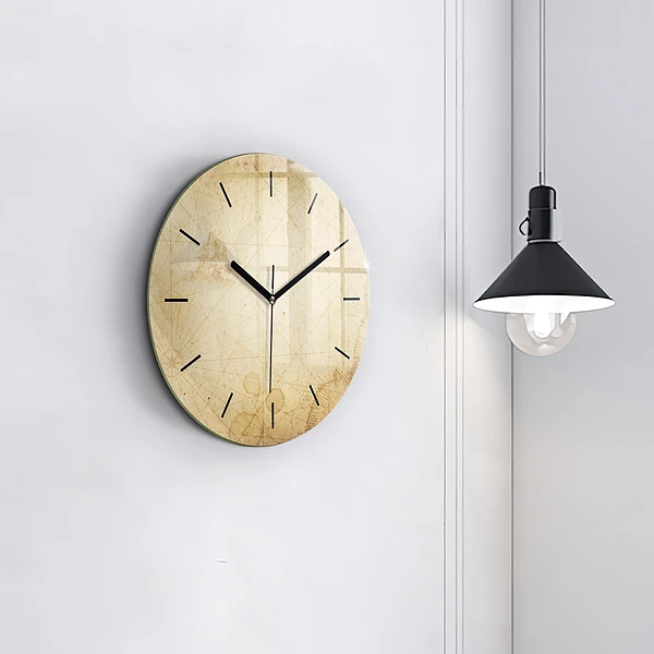 Wanduhr glas rund Alte Weltkarte