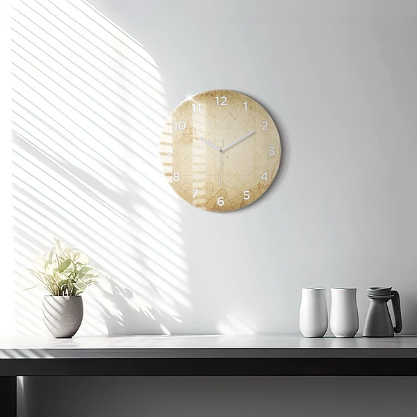 Wanduhr glas rund Alte Weltkarte