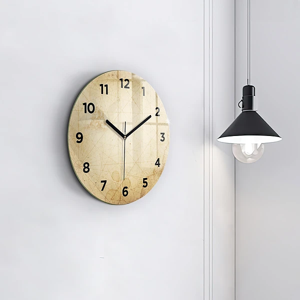 Wanduhr glas rund Alte Weltkarte