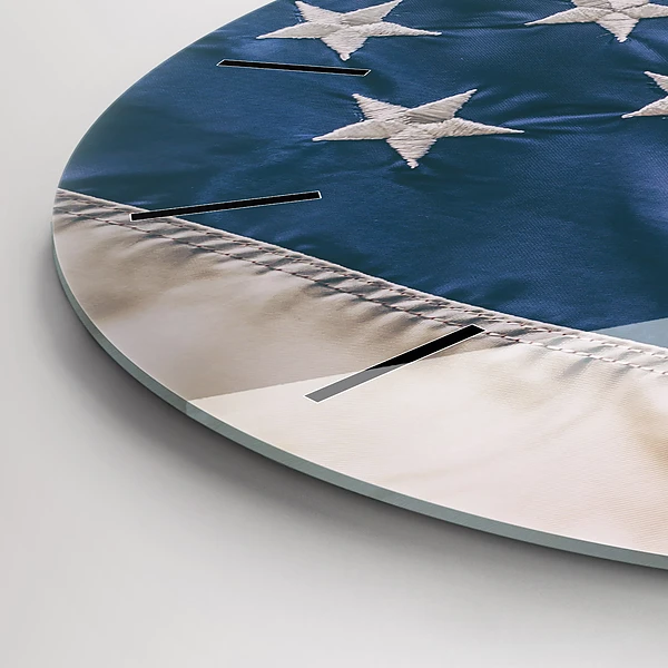 Wanduhr glas rund Amerikanische Flagge