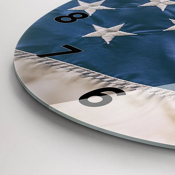 Wanduhr glas rund Amerikanische Flagge