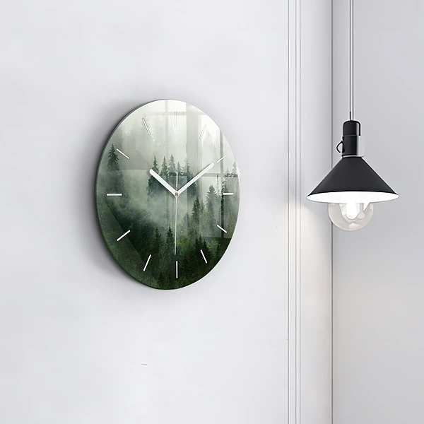 Wanduhr rund mit motiv Nebliger Wald