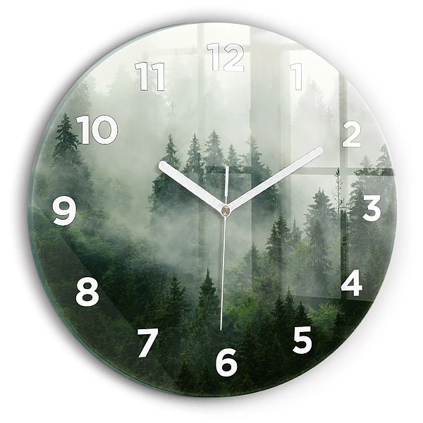 Wanduhr rund mit motiv Nebliger Wald