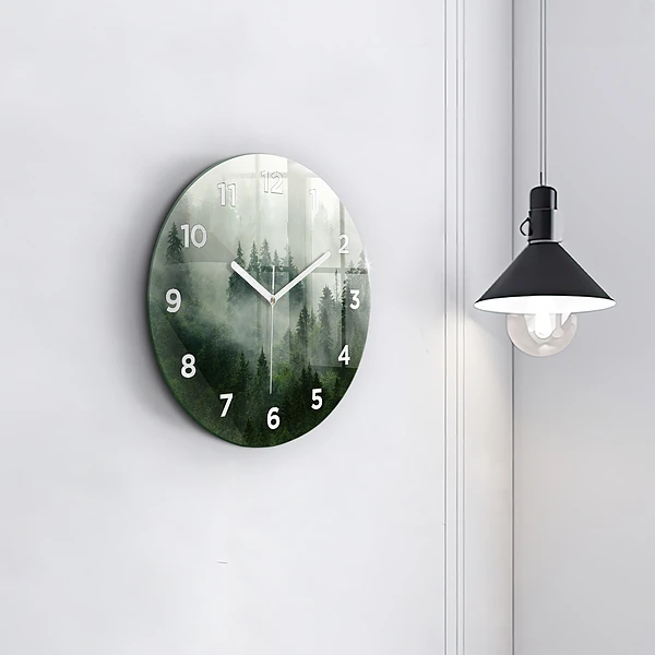 Wanduhr rund mit motiv Nebliger Wald