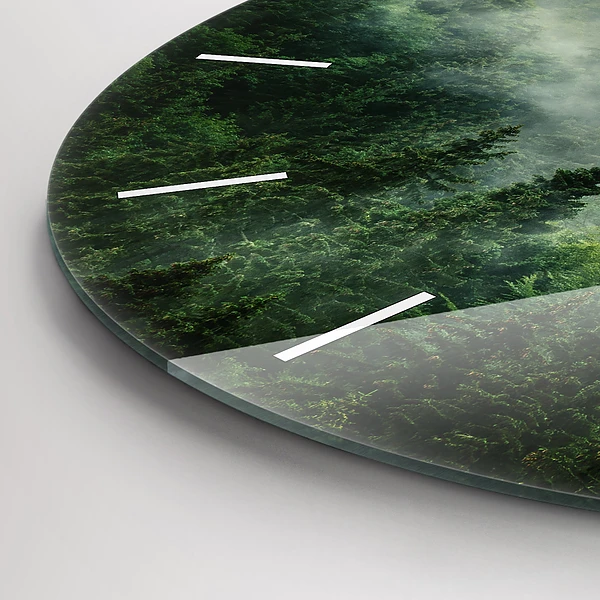 Wanduhr rund mit motiv Nebliger Wald