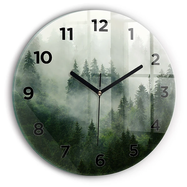 Wanduhr rund mit motiv Nebliger Wald