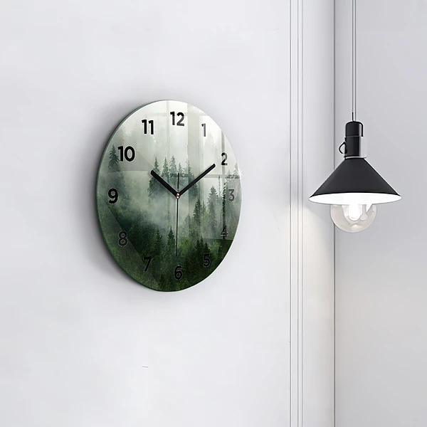 Wanduhr rund mit motiv Nebliger Wald