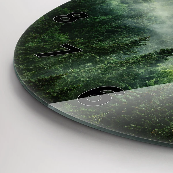 Wanduhr rund mit motiv Nebliger Wald