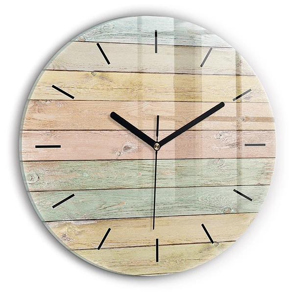 Wanduhr glas rund Farbige Tafeln