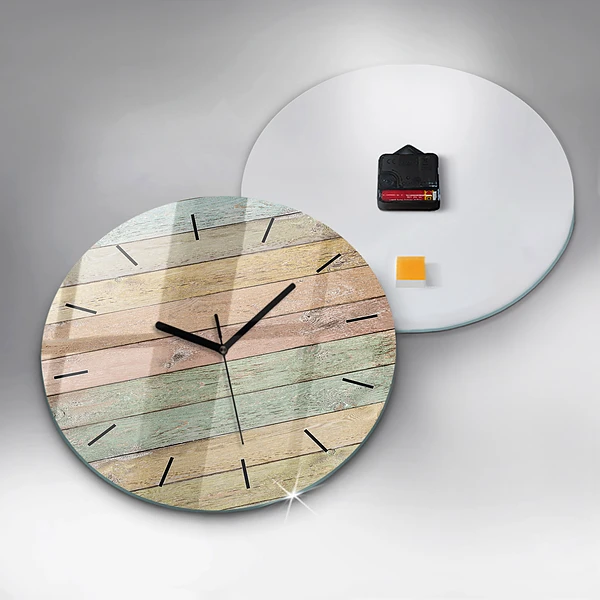 Wanduhr glas rund Farbige Tafeln