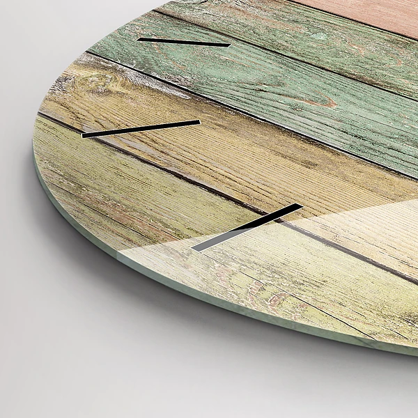 Wanduhr glas rund Farbige Tafeln