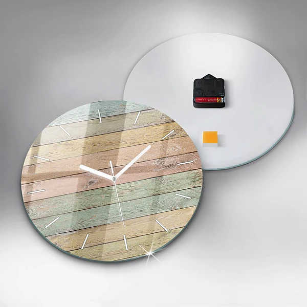 Wanduhr glas rund Farbige Tafeln