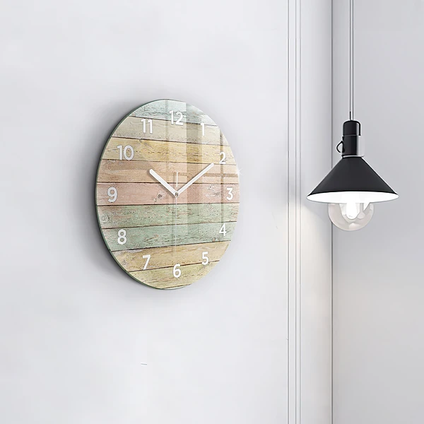Wanduhr glas rund Farbige Tafeln