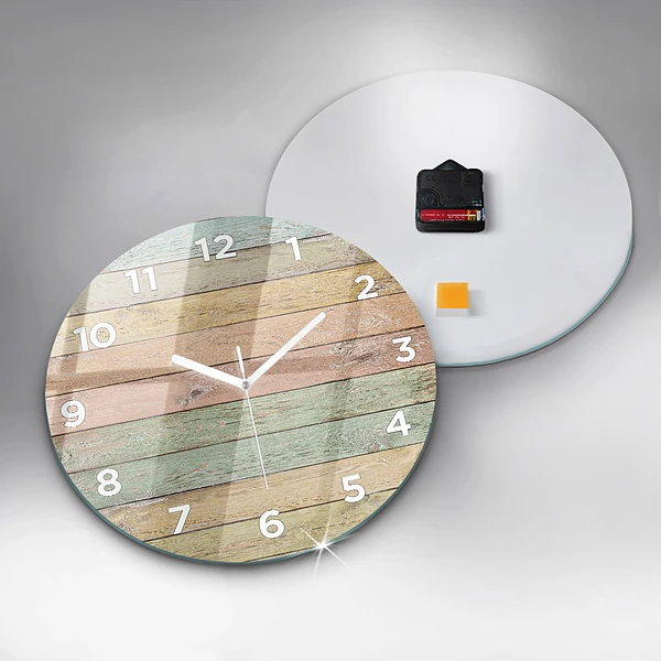 Wanduhr glas rund Farbige Tafeln