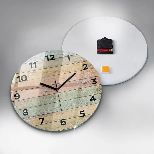 Wanduhr glas rund Farbige Tafeln