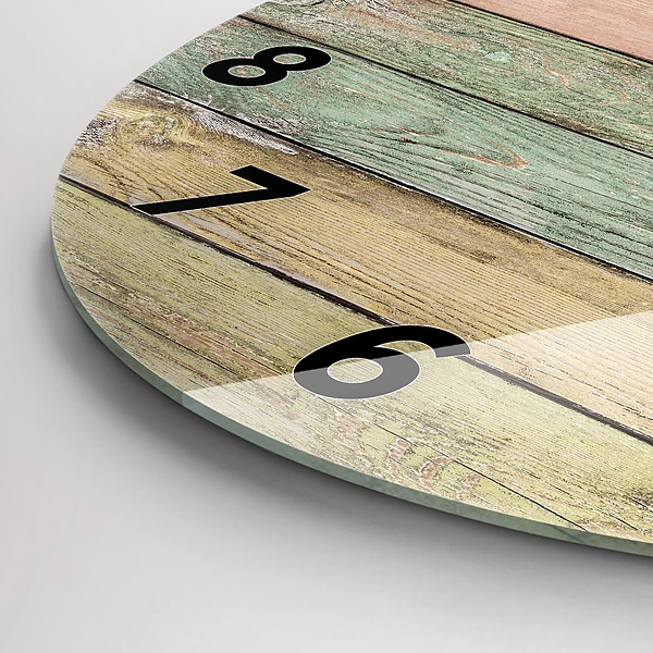 Wanduhr glas rund Farbige Tafeln