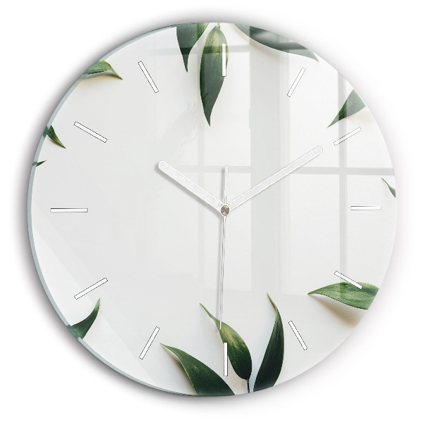 Wanduhr rund Rahmen aus Blättern