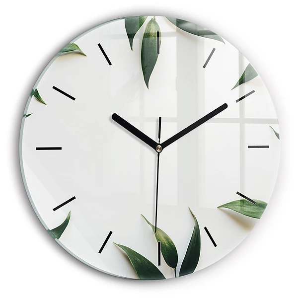 Wanduhr rund Rahmen aus Blättern