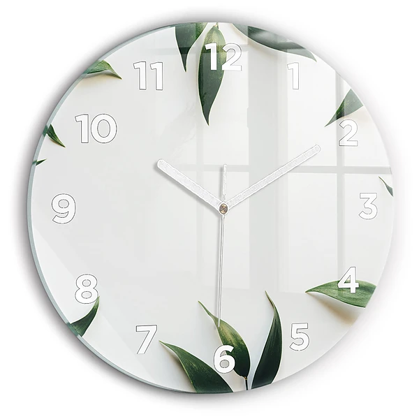Wanduhr rund Rahmen aus Blättern