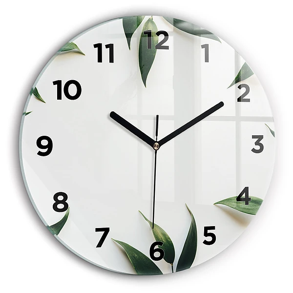 Wanduhr rund Rahmen aus Blättern