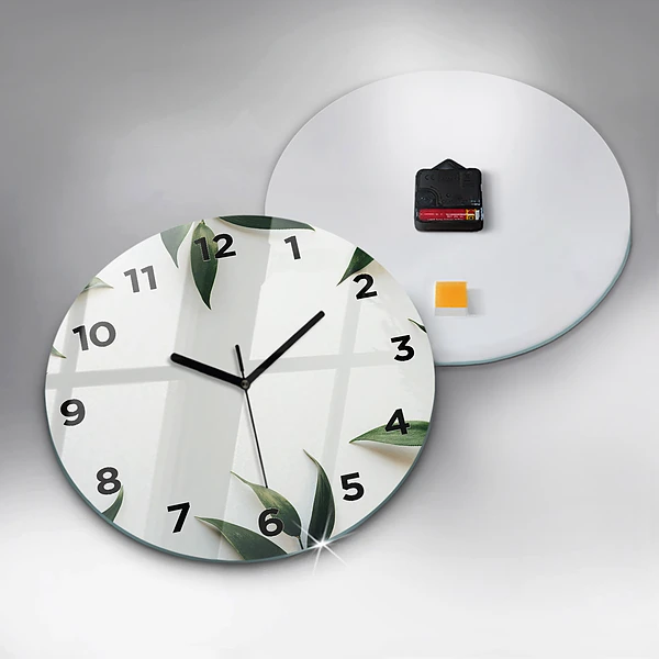 Wanduhr rund Rahmen aus Blättern